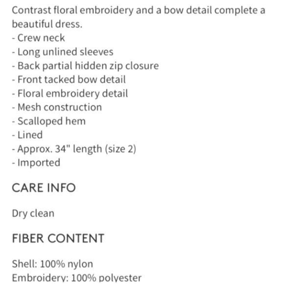 Betsey Johnson Tie Detail Flora Lace  Embroidery Dress Black And Tan Size 0 - Picture 10 of 10